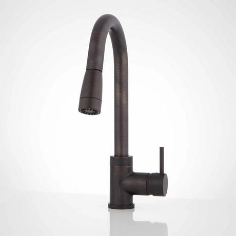 Finite Single-Hole Kitchen Faucet with Swivel Spout and Pull-Down Spray