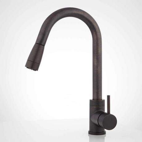 Finite Single-Hole Kitchen Faucet with Swivel Spout and Pull-Down Spray