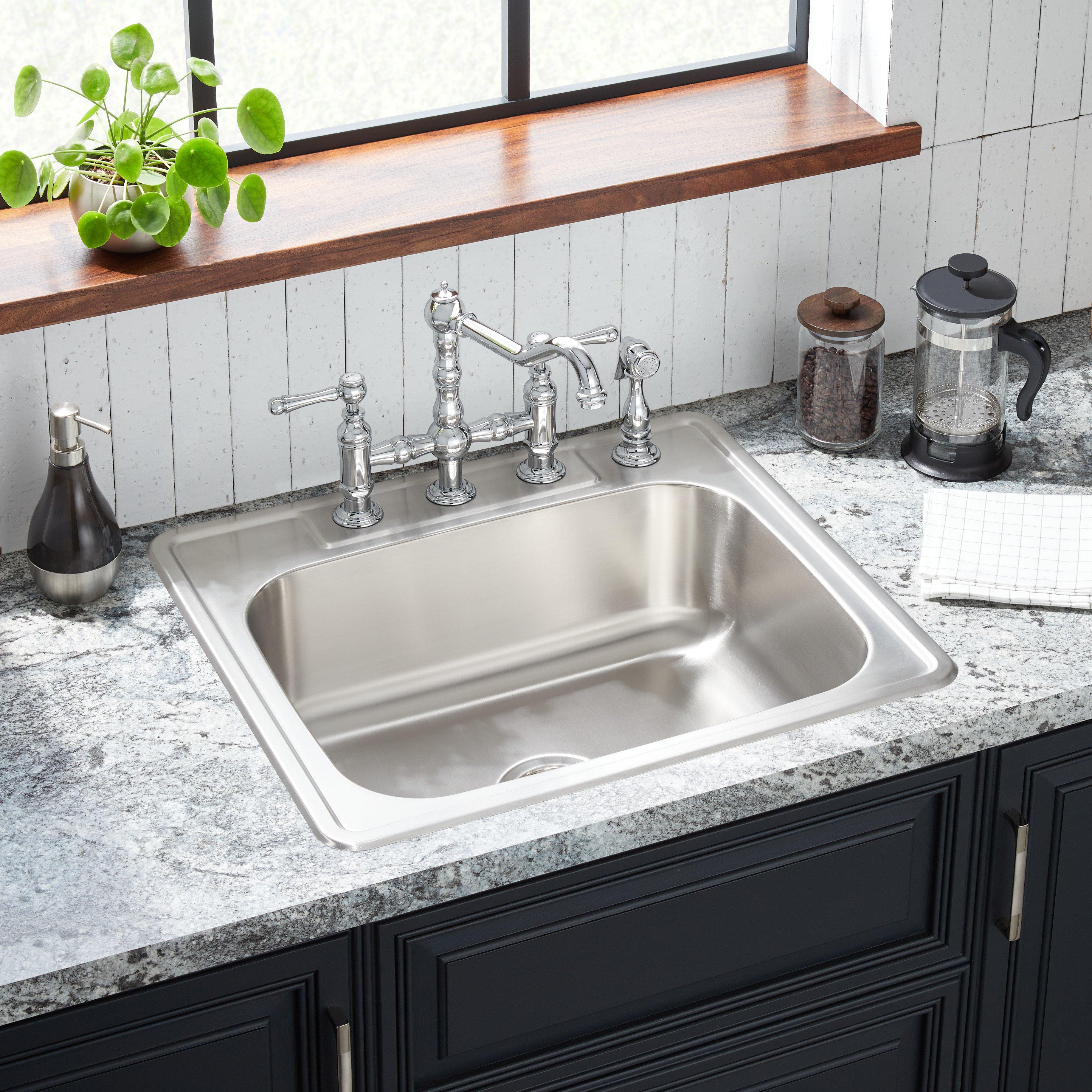 25 Infinite Rectangular Stainless Steel Drop In Sink Signature Hardware   318269 Drop In Sink SS Rectangular Beauty10 