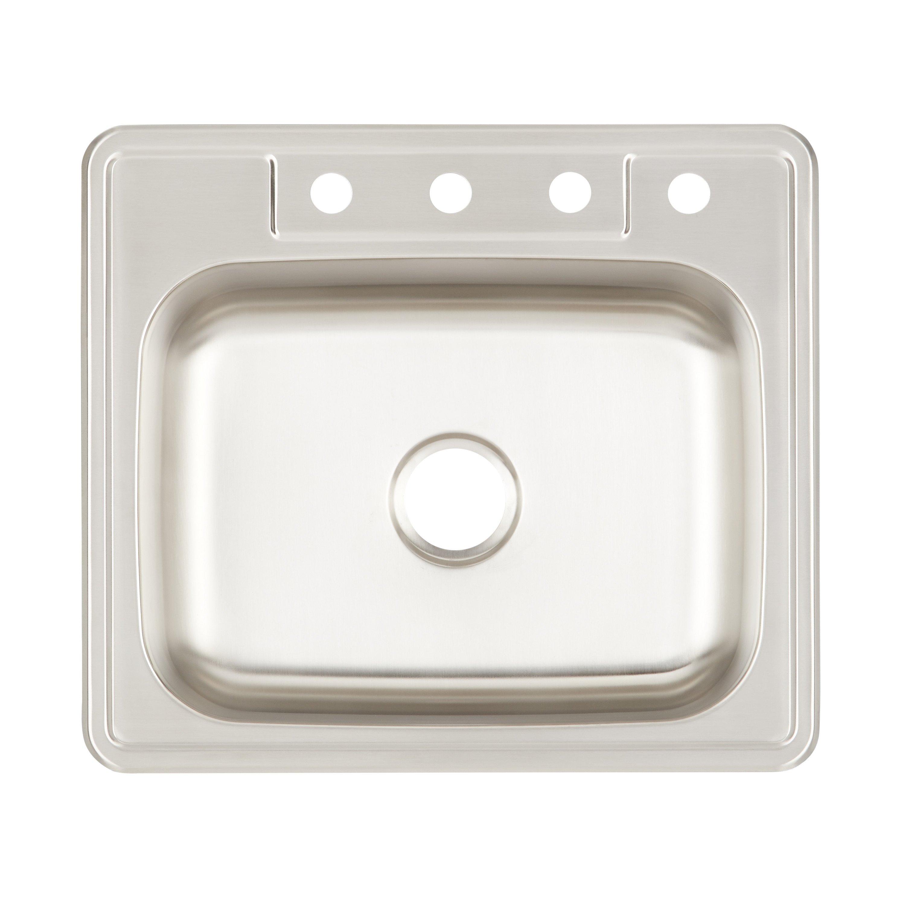 25 Infinite Rectangular Stainless Steel Drop In Sink Signature Hardware   318269 Drop In Sink SS Rectangular Top MV90 