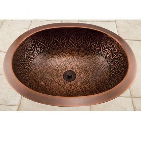 19" Almont Decorative Oval Hammered Copper Sink