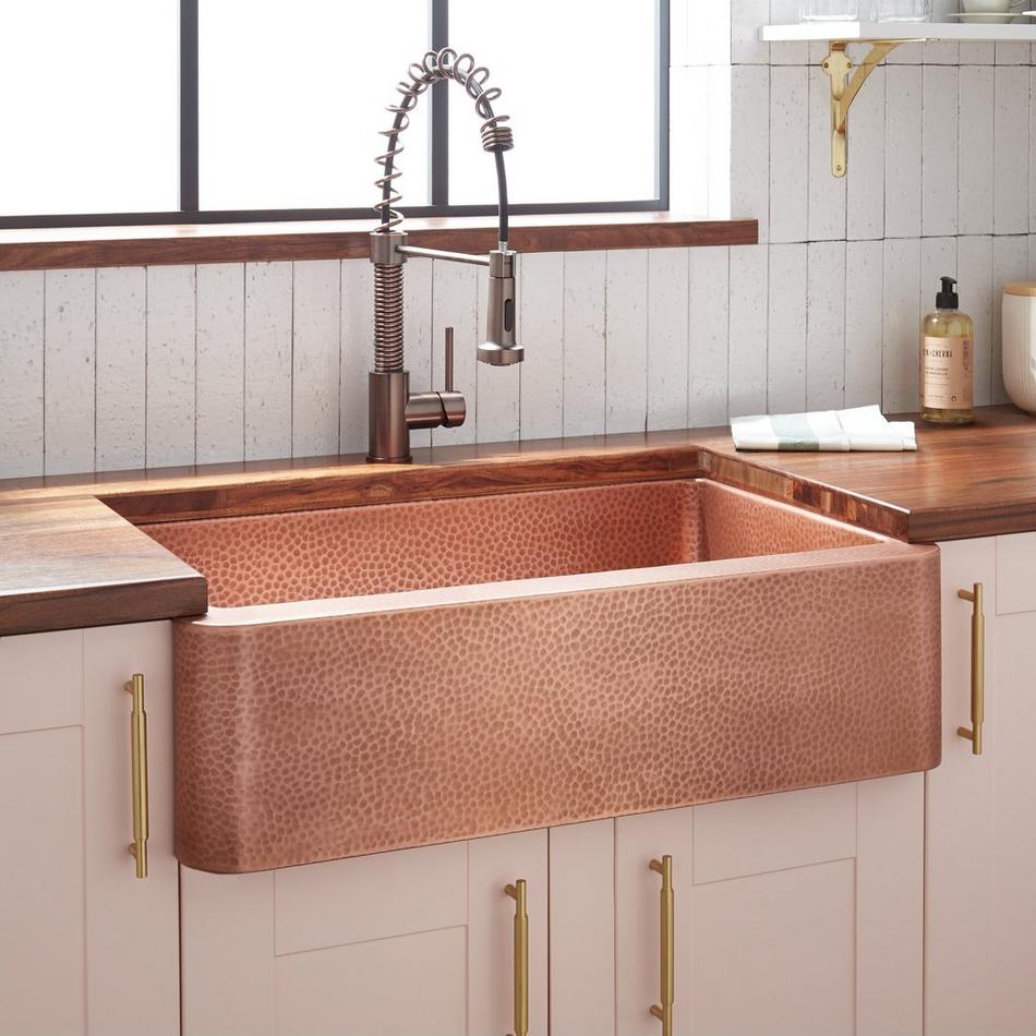 33" Fiona Hammered Copper Farmhouse Sink, , large image number 0