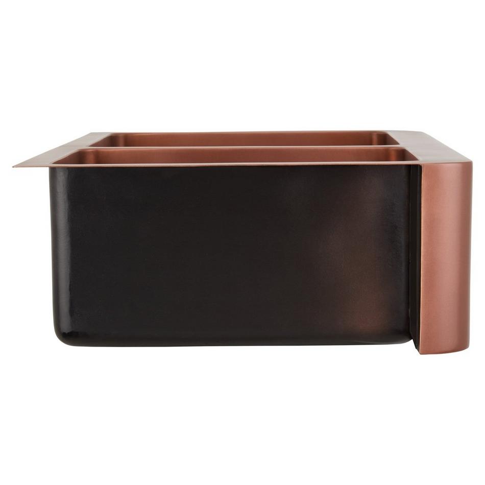 33" Aberdeen 60/40 Offset Double-Bowl Copper Farmhouse Sink - Small Bowl Left, , large image number 2
