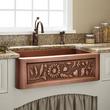 30" Floral Design Copper Farmhouse Sink, , large image number 0