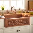 33" Vine Design Copper Farmhouse Sink, , large image number 0
