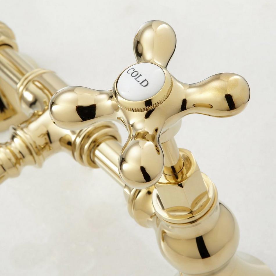 Monroe Bridge Bathroom Faucet - Cross Handles - Overflow - Polished Brass, , large image number 2