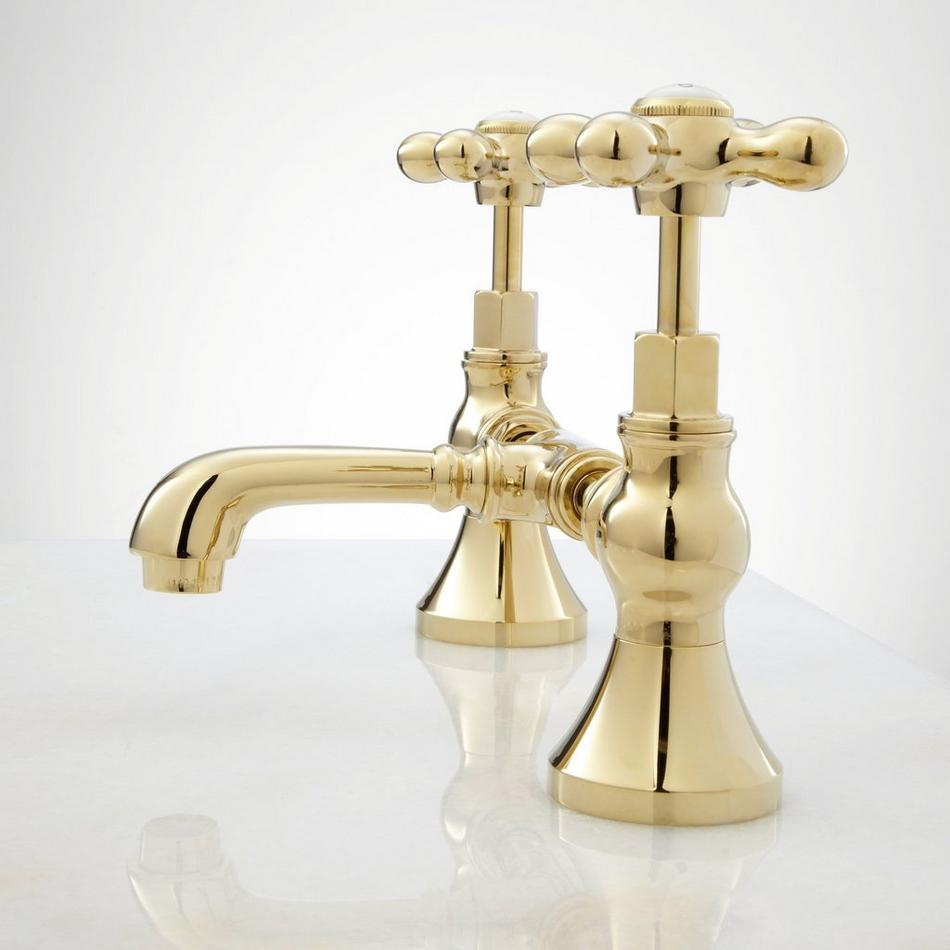 Monroe Bridge Bathroom Faucet - Cross Handles - Overflow - Polished Brass, , large image number 1