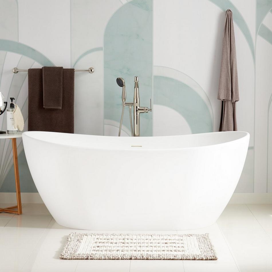 71" Winifred Resin Tub - Integral Overflow & White Drain - Matte Finish, , large image number 0