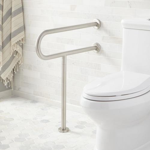Pickens U-Shape Grab Bar with Leg Support in Brushed Nickel