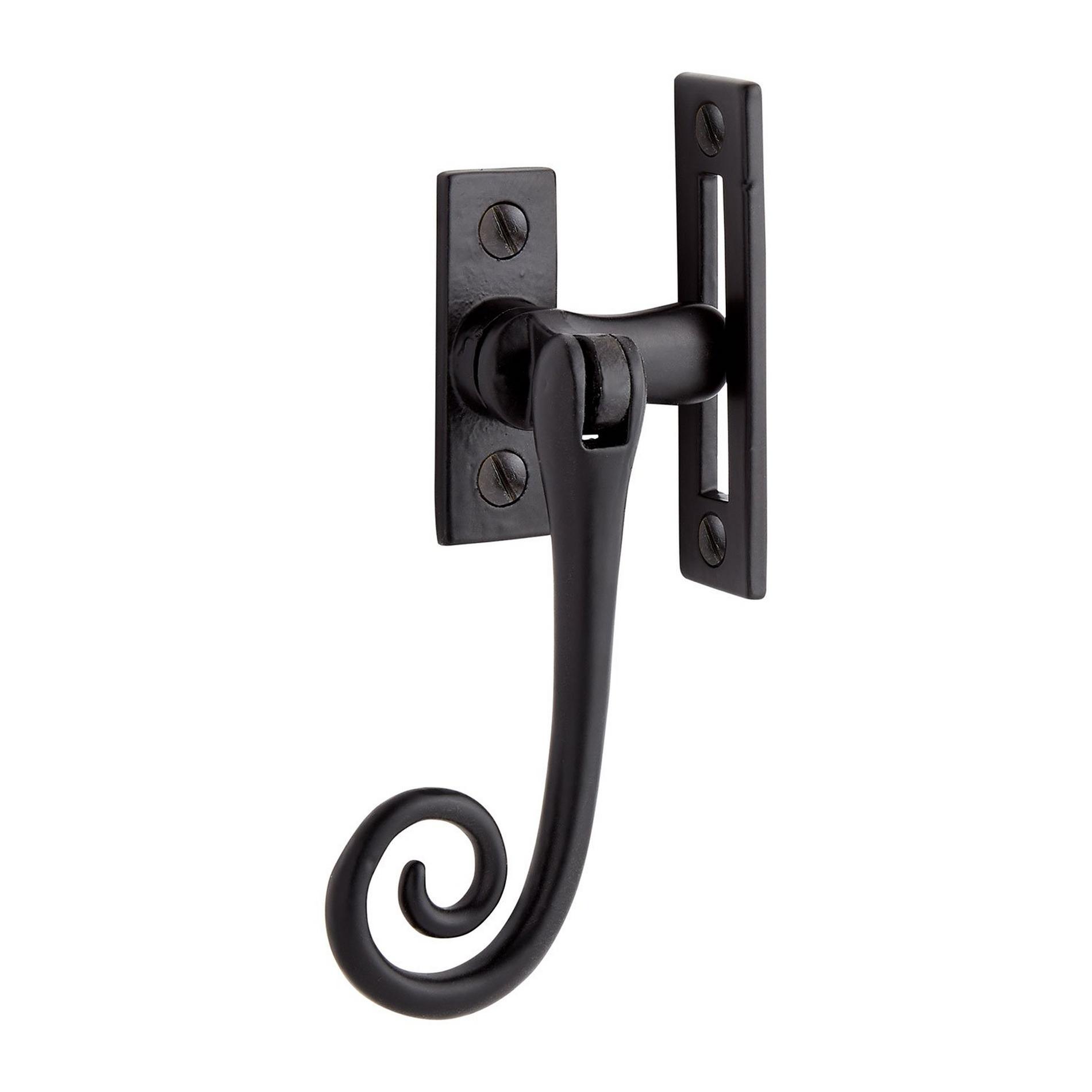 Cast Iron Curly Reversible Casement Window Latch - Matte Black Powder ...