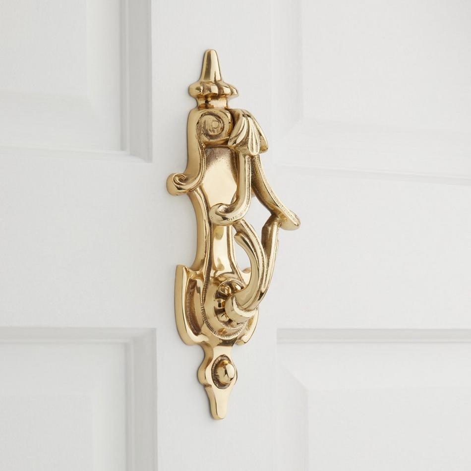 Solid Brass Cascade Door Knocker - Polished Brass, , large image number 0