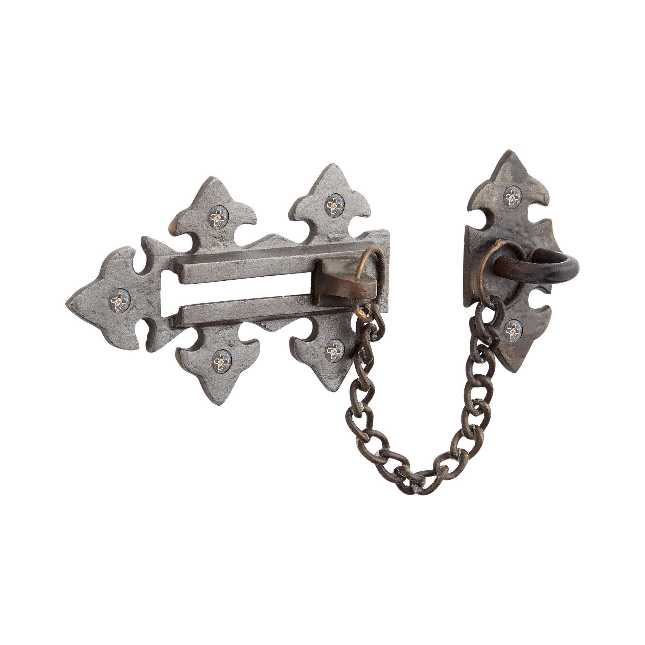 Black Chain Door Slide Bolt Wrought Iron Latch Rust Resistant Re