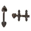 Cast Iron Heart Gate Rim Latch and Handle Set - Beeswax Iron, , large image number 0