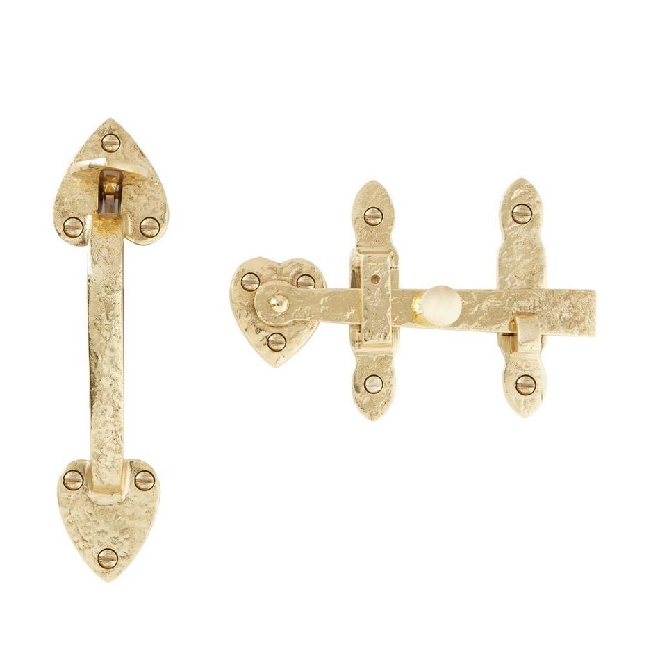 Solid Brass Heart Gate Rim Latch and Handle Set, , large image number 4