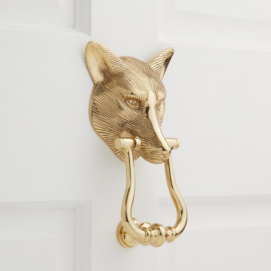 Brass Fox Door Knocker, , large image number 2