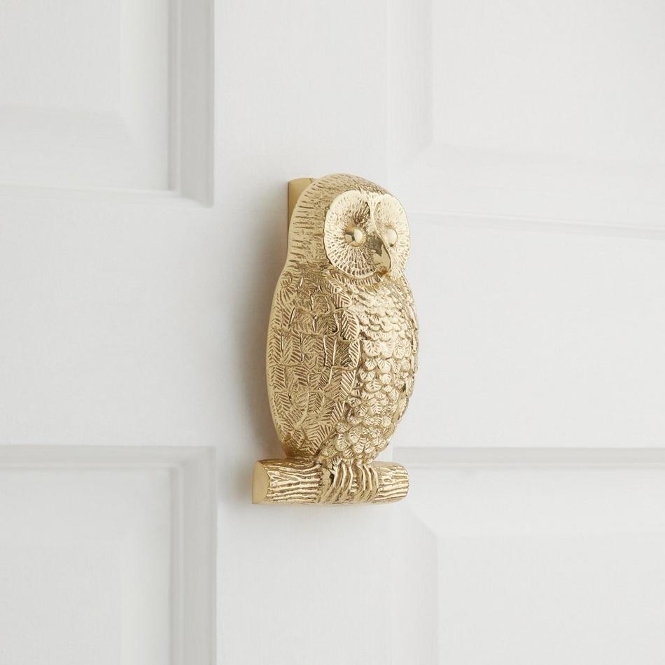 Owl Brass Door Knocker, , large image number 3
