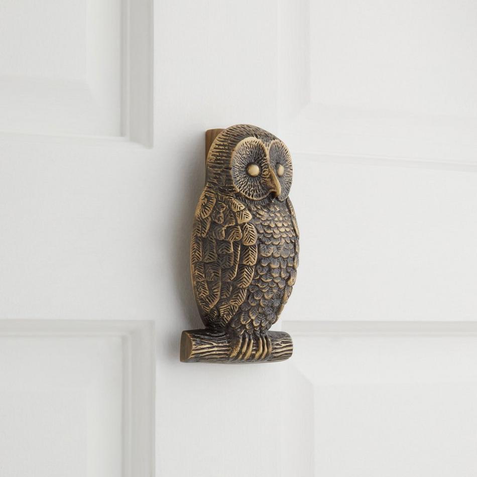 Owl Brass Door Knocker, , large image number 0