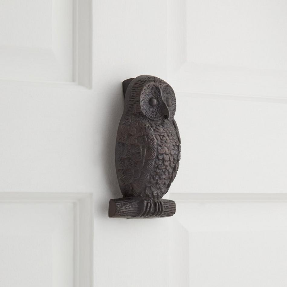 Solid Bronze Owl Door Knocker, , large image number 0