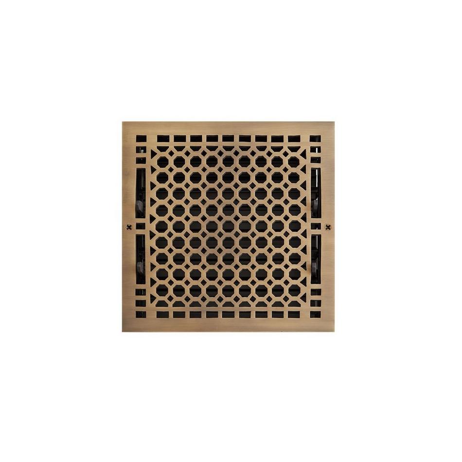 Honeycomb Brass Wall Register - Antique Brass 14" x 14" (14-3/4" x 15-1/4" Overall), , large image number 1