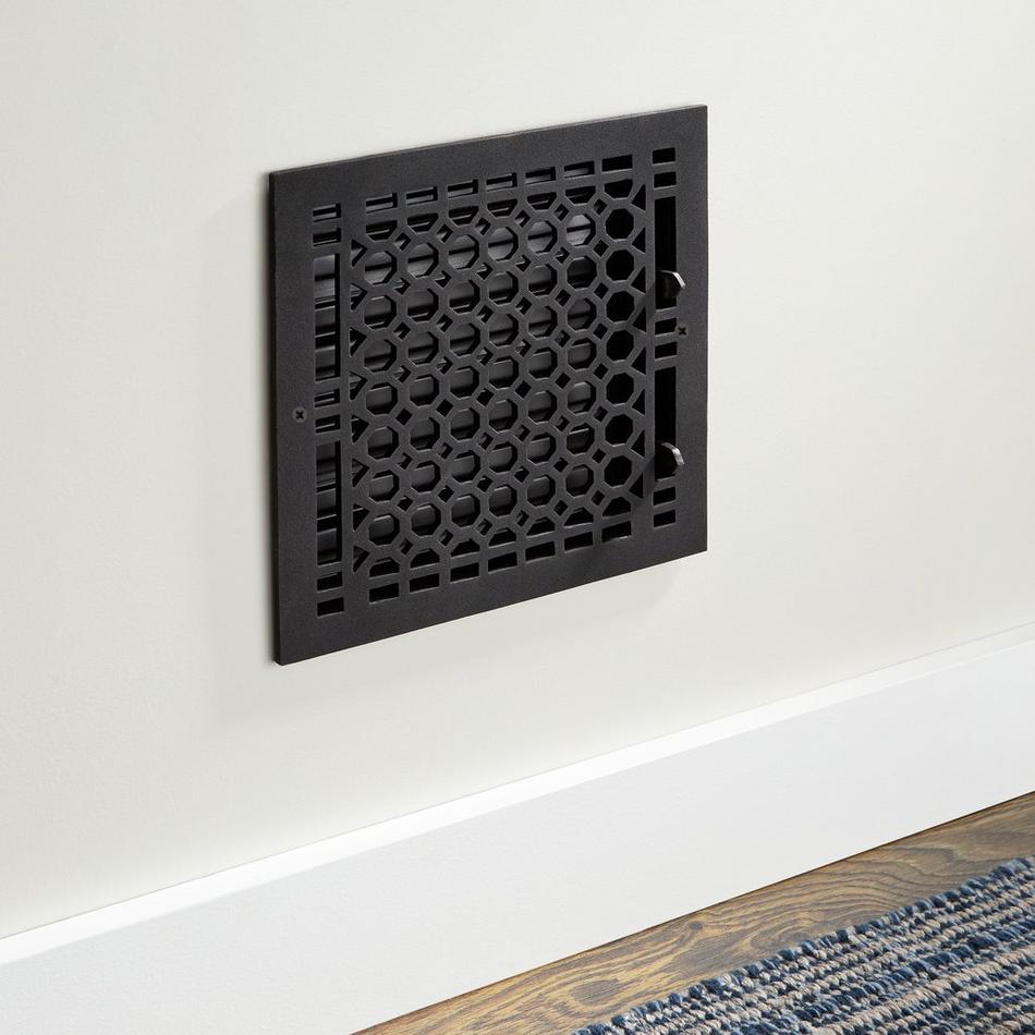 Oversized Honeycomb Cast Iron Wall Register - 14" x 14" (14-3/4" x 15-1/4" Overall), , large image number 0