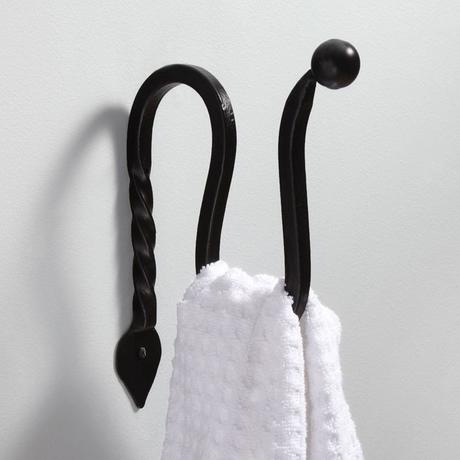Gothic Collection Cast Iron Towel Hook - Matte Black Powder Coat