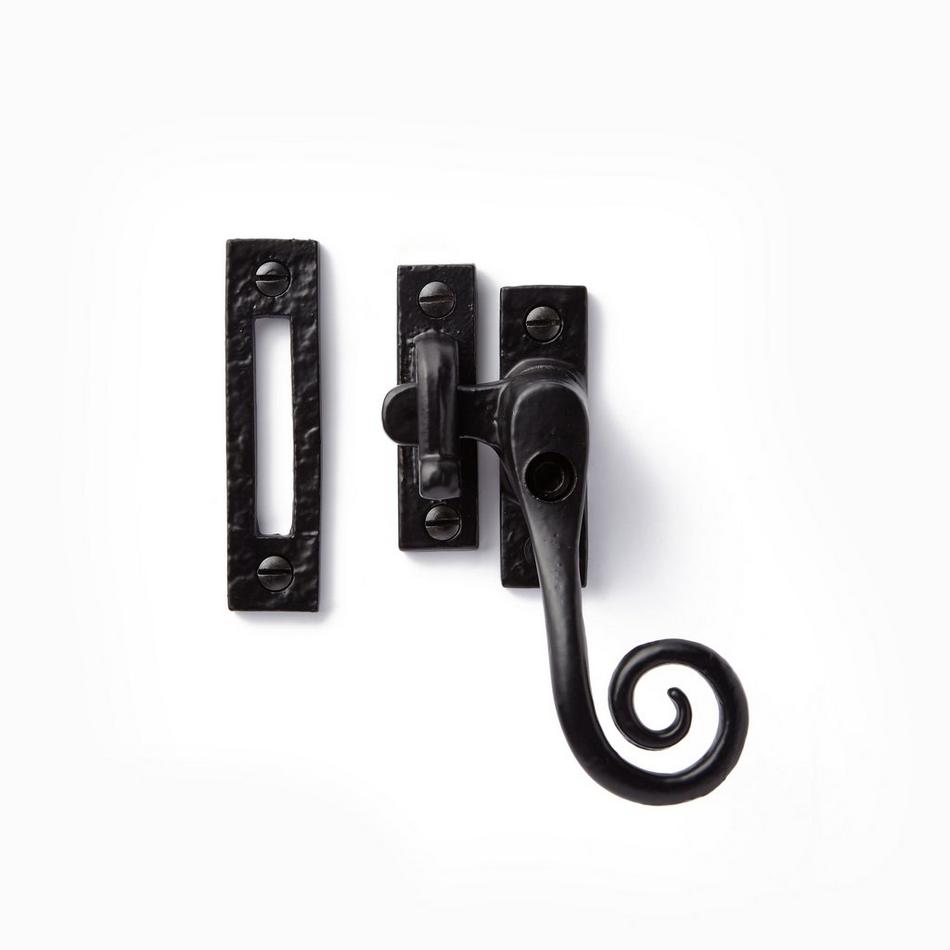 Iron Curly Window Fastener - Right Handing - Matte Black Powder Coat, , large image number 0