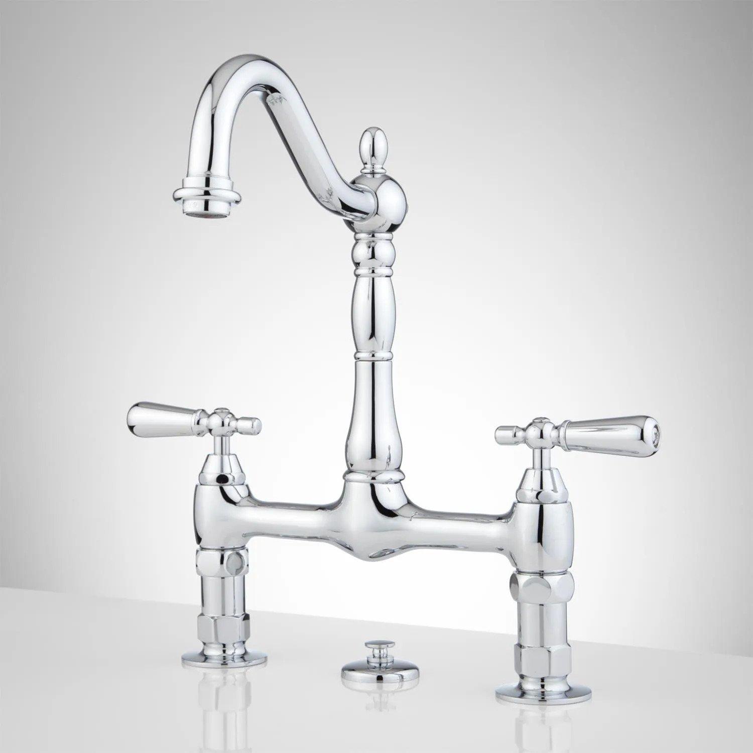 Robinet Cuisine Signature Hardware Beasley Bridge - Nickel Poli, Tirage Vers Le Bas NEUF