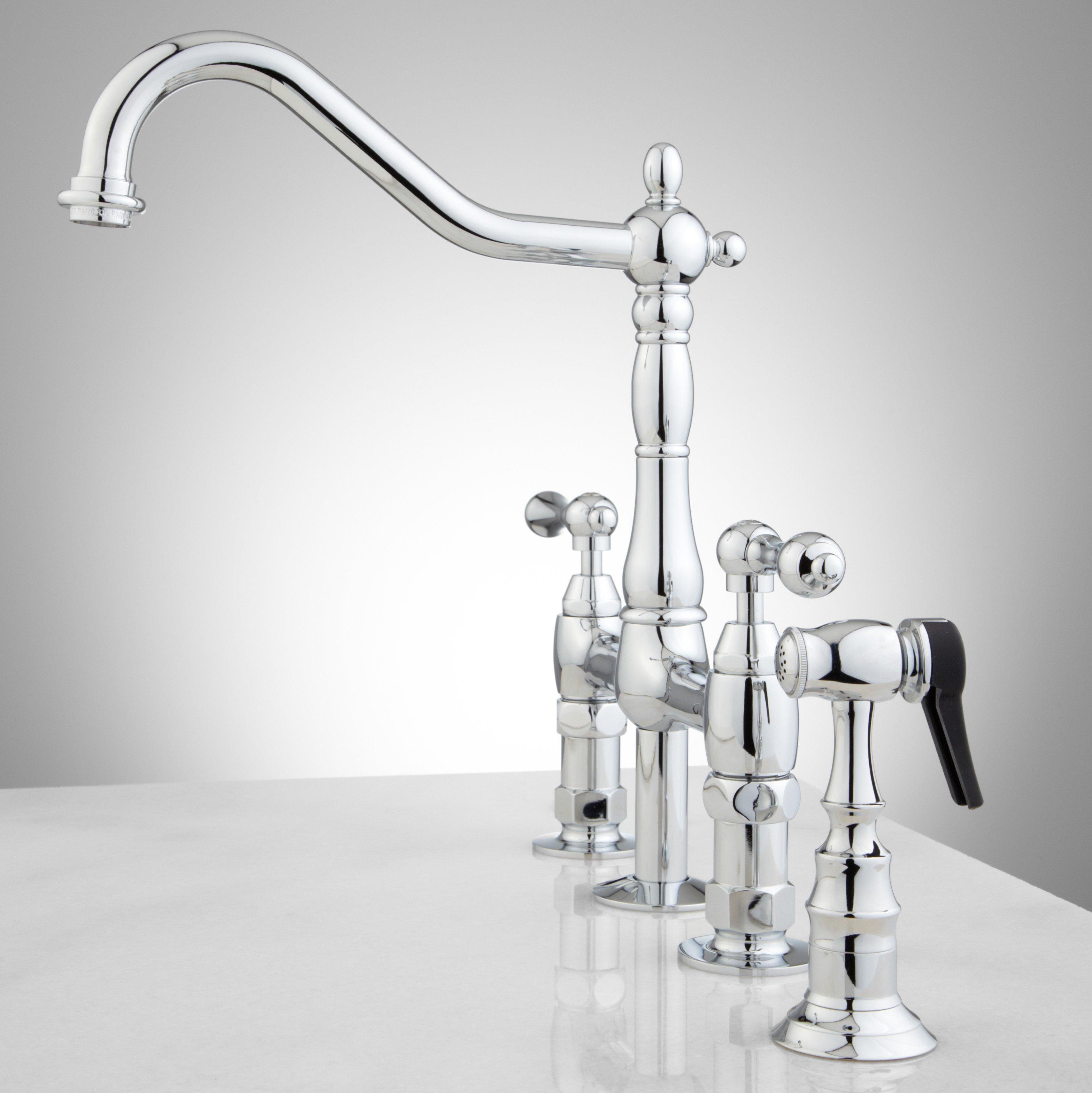 Bellevue Bridge Kitchen Faucet With Sprayer Lever Handles Signature   329237 Bellevue Bridge Kitchen Faucet CP Side Beauty20 