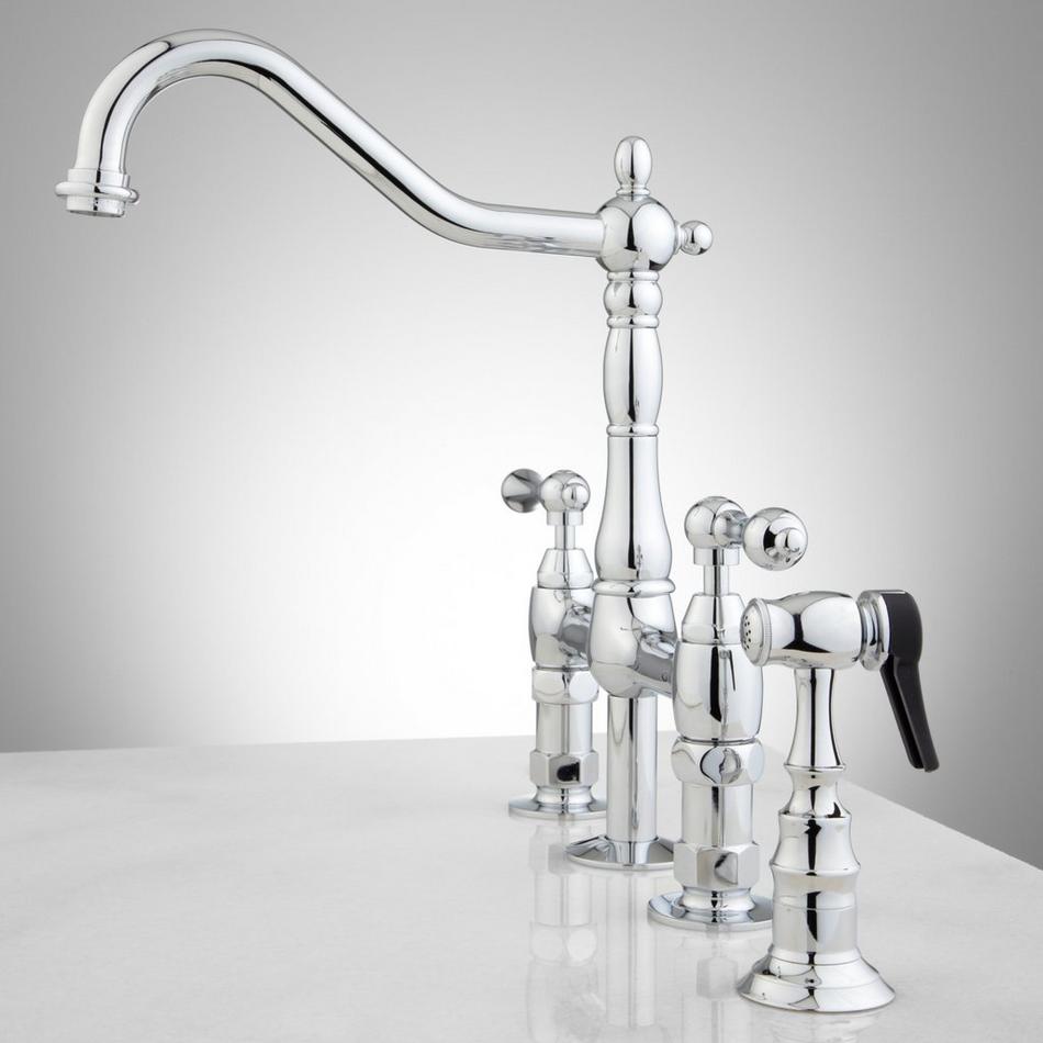 Bellevue Bridge Kitchen Faucet With Sprayer - Lever Handles, , large image number 3