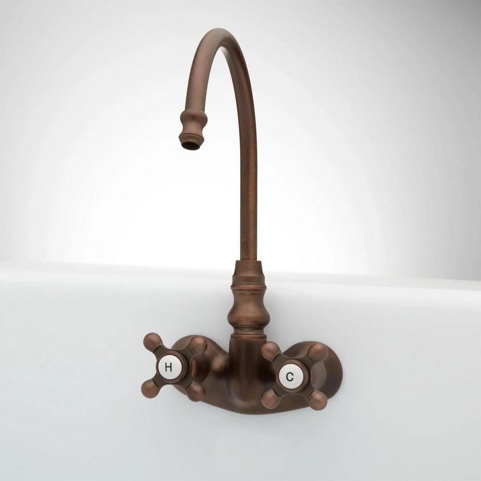 Gooseneck Tub-Wall-Mount Faucet - Cross Handles - Oil Rubbed Bronze, , large image number 2