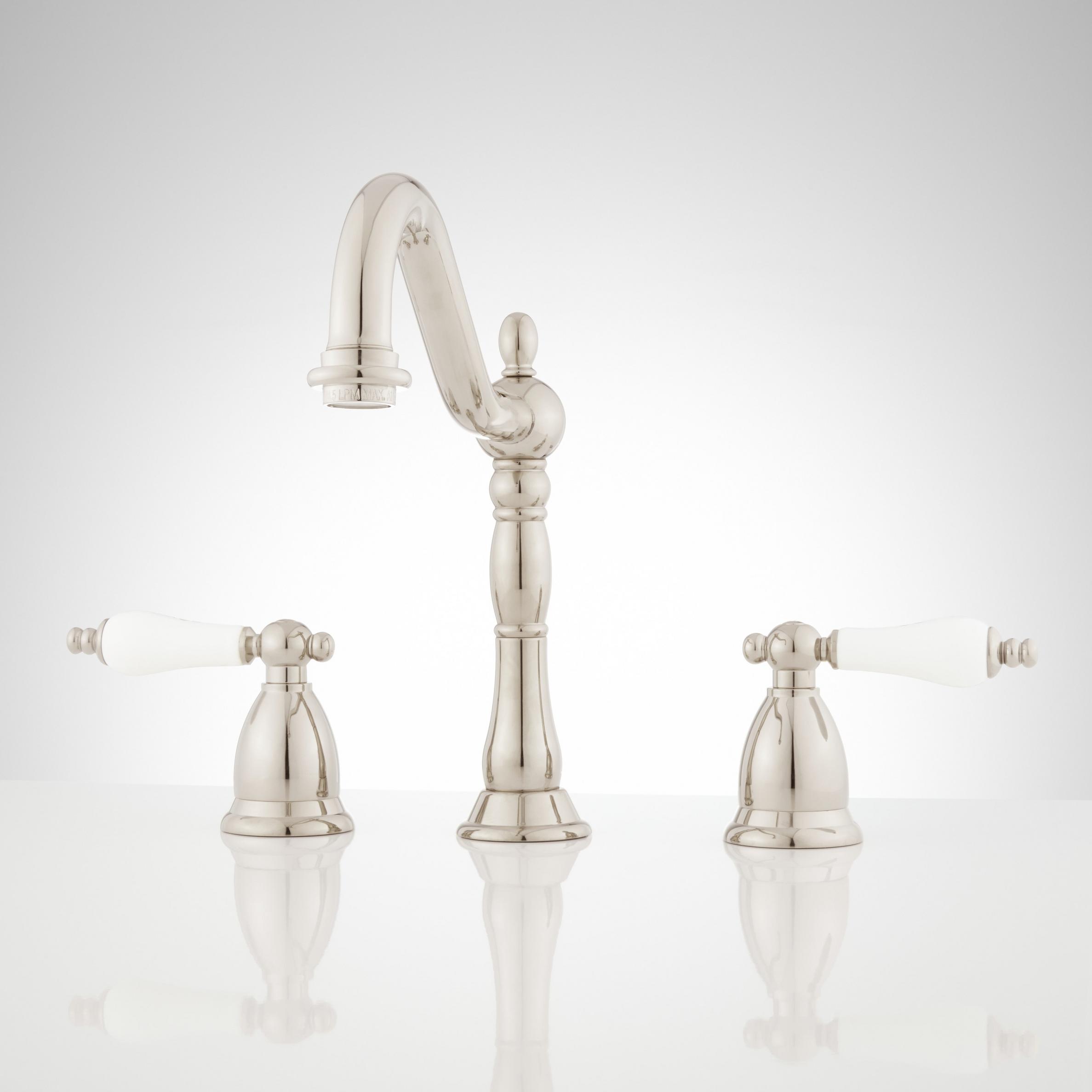 Victorian Widespread Bathroom Faucet Porcelain Lever Handles