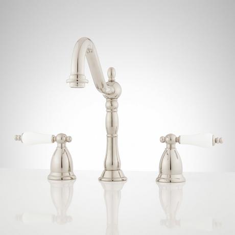 Victorian Widespread Bathroom Faucet - Porcelain Lever Handles