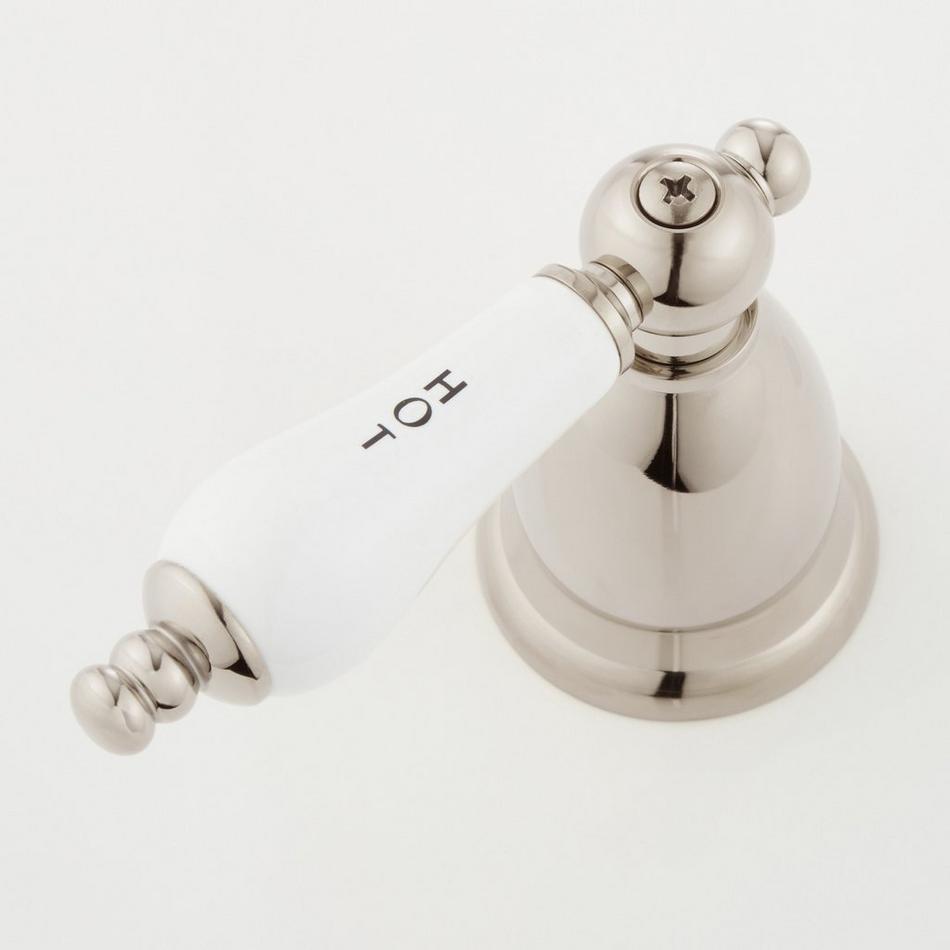 Victorian Gooseneck Bathroom Faucet - Porcelain Lever Handles - Polished Nickel, , large image number 2