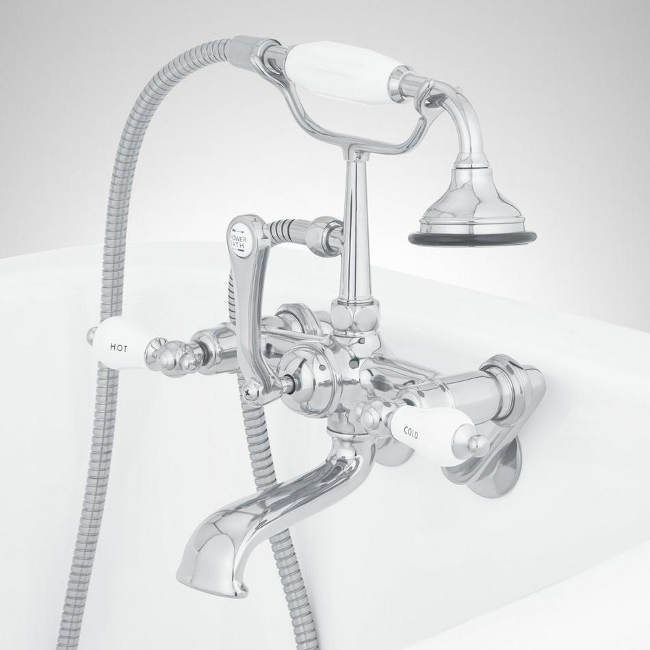 Tub Wall-Mount Telephone Faucet & Hand Shower - Porcelain Lever Handle, , large image number 3