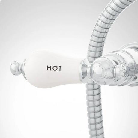 Tub Wall-Mount Telephone Faucet & Hand Shower - Porcelain Lever Handle
