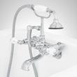 Tub Wall-Mount Telephone Faucet with Hand Shower - Porcelain Lever Handle - Chrome, , large image number 3