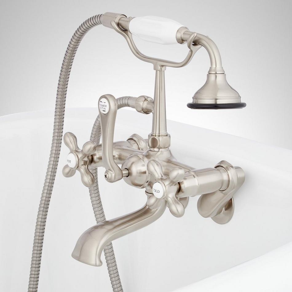 Tub Wall-Mount Telephone Faucet & Hand Shower - Cross Handle, , large image number 1