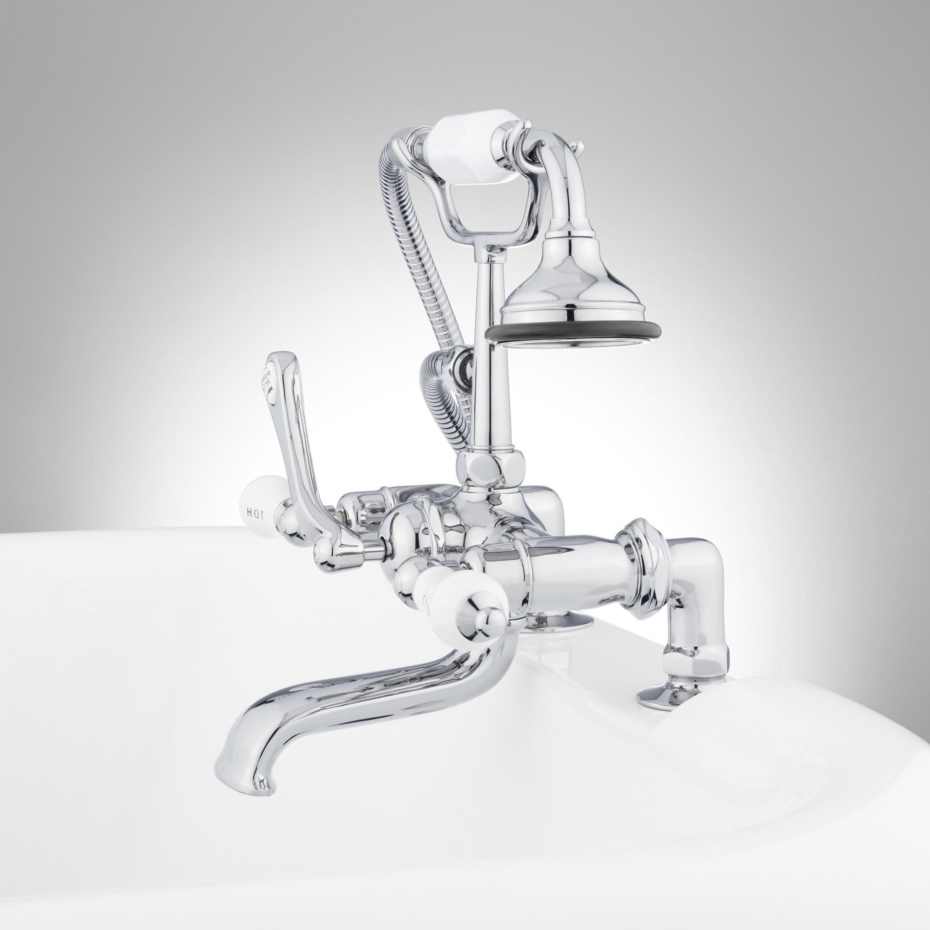 DeckMount Telephone Faucet Porcelain Lever Handles and Deck Couplers