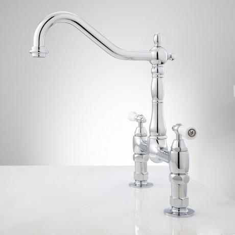 Douglass Bridge Kitchen Faucet - Porcelain Lever Handles