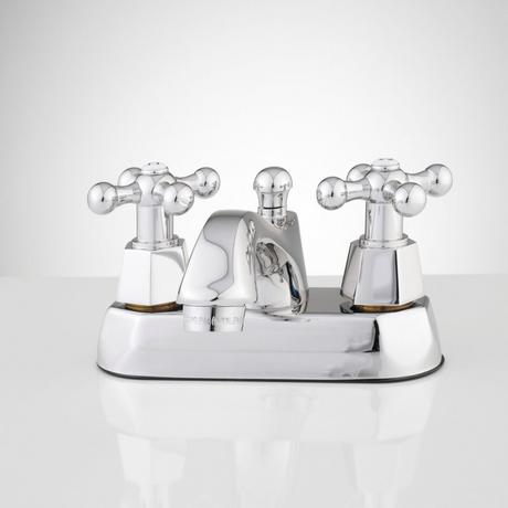 Auberee Centerset Bathroom Faucet - Cross Handles and Pop-Up Drain - Chrome