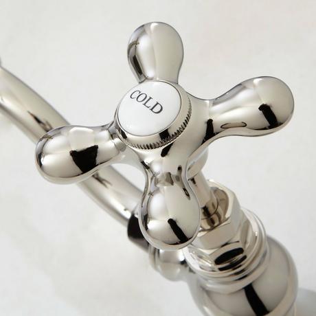 Elnora Bridge Bathroom Faucet - Cross Handles - Overflow - Polished Nickel