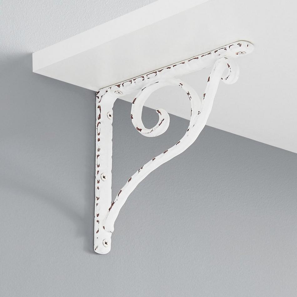 Sprig Cast Iron Shelf Bracket - 4" - Distressed White, , large image number 0
