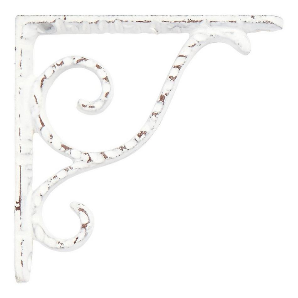 Sprig Cast Iron Shelf Bracket - 4" - Distressed White, , large image number 1