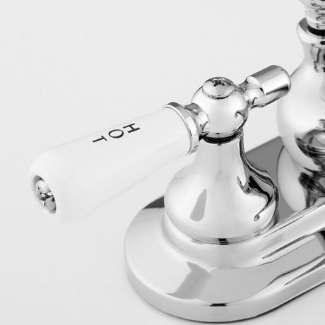 Teapot Centerset Bathroom Faucet - Small Porcelain Lever Handles