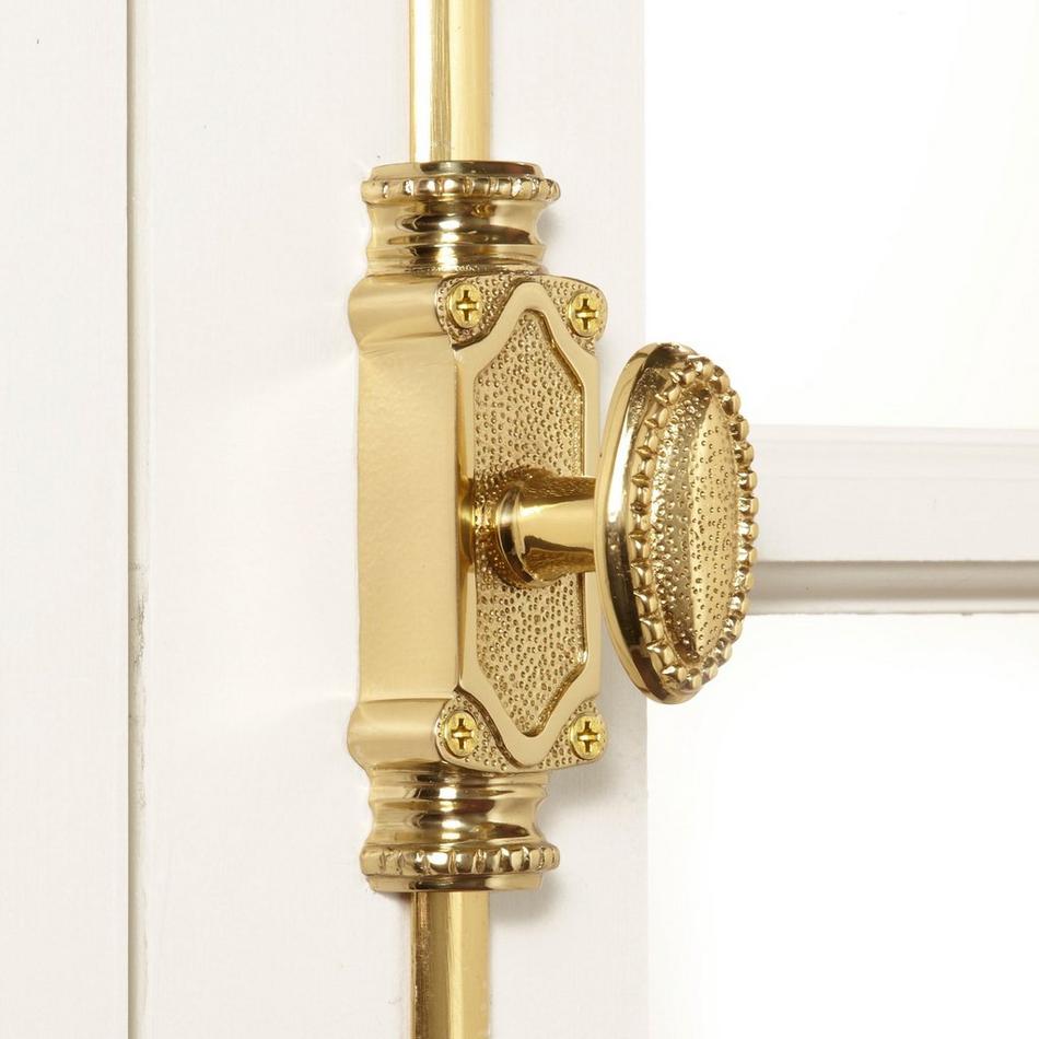 Beaded Brass Window Cremone Bolt - Polished Brass, , large image number 0
