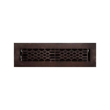Antique Bronze Floor Register - 2-1/4" x 10" (3-7/8" x 11-1/2" Overall)