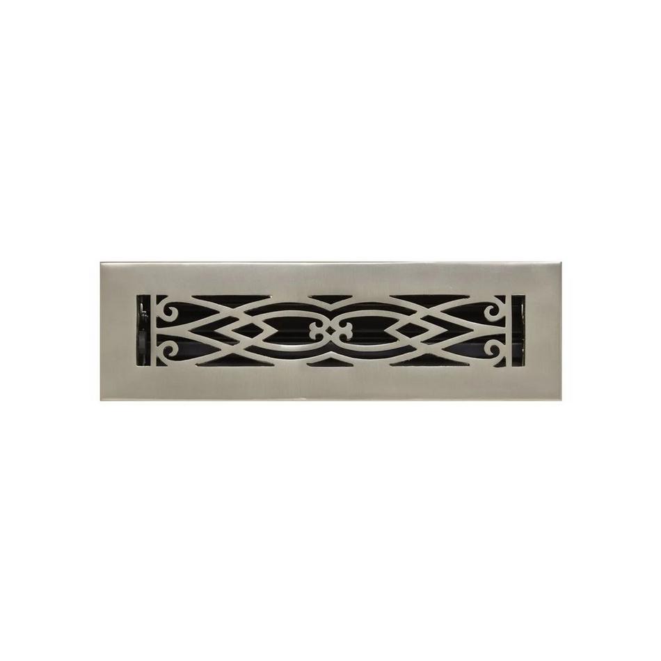 Victorian Brass Floor Register - Brushed Nickel 2-1/4" x 10" (3-5/8" x 12" Overall), , large image number 0