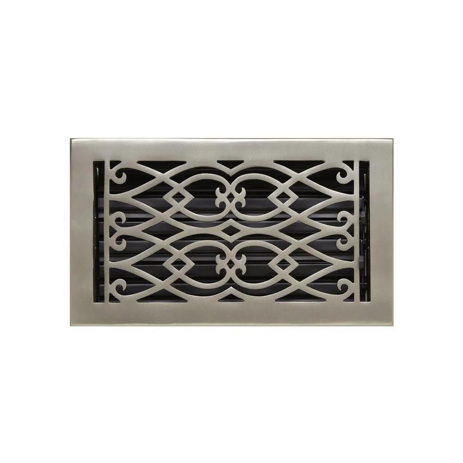 Victorian Brass Floor Register - Brushed Nickel 6" x 14" (7-1/8" x 15-7/8" Overall), , large image number 0