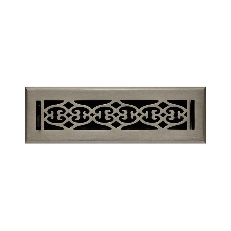 Old Victorian Brass Floor Register - Brushed Nickel 2-1/4" x 12" (3-7/8" x 13-5/8"Overall), , large image number 0