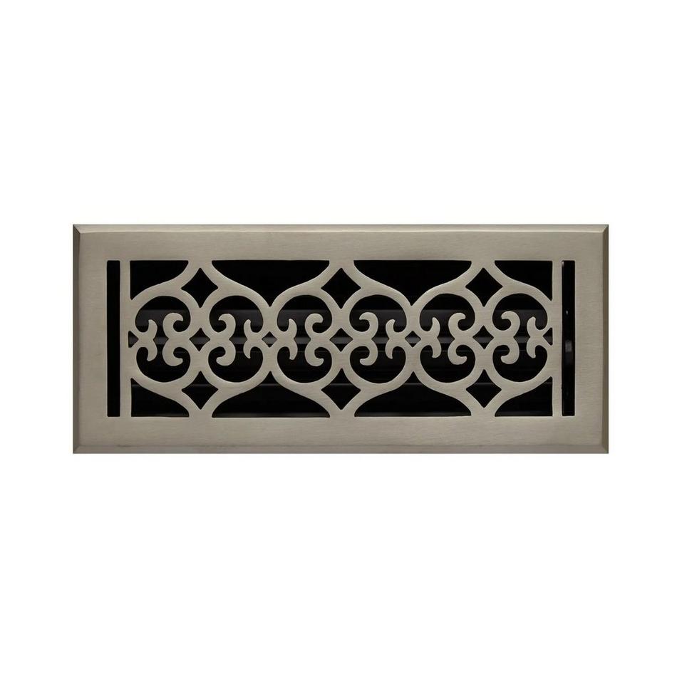 Old Victorian Solid Brass Floor Register - Brushed Nickel 4" x 8" (5-1/8" x 9-1/8" Overall), , large image number 0